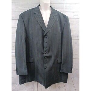 Zacchi Classico Italiana Black Blazer Zoot Mens 50L Sport Coat Jacket Pinstripe